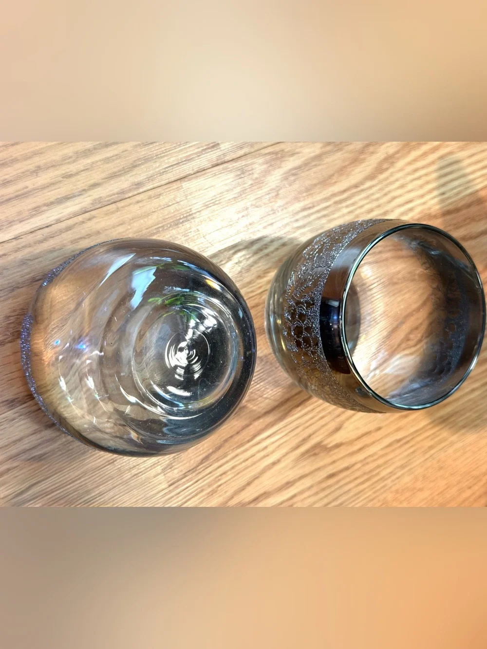 4 Vintage Dorothy Thorpe Roly Poly Glasses - Silver Fade Grape Design MCM
